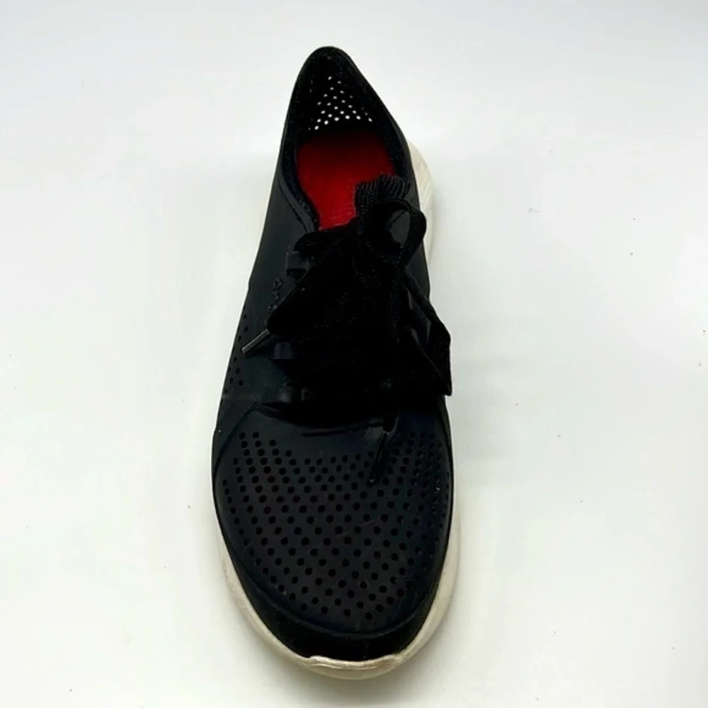 Crocs - Lite Ride Pacer Low Top Lightweight White & Black Lace Up Sneaker SZ 8